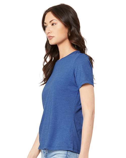 BELLA + CANVAS 6400CVC Heather True Royal — on model side