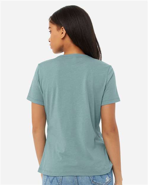 BELLA + CANVAS 6400CVC Heather Blue Lagoon — on model back