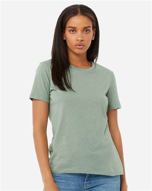 BELLA + CANVAS 6400CVC Heather Sage — on model front