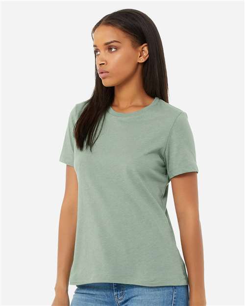 BELLA + CANVAS 6400CVC Heather Sage — on model side