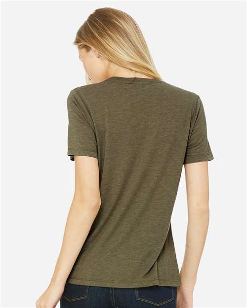 BELLA + CANVAS 6413 Olive Triblend — on model back