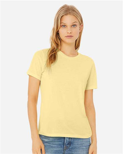BELLA + CANVAS 6413 Pale Yellow Triblend — on model front
