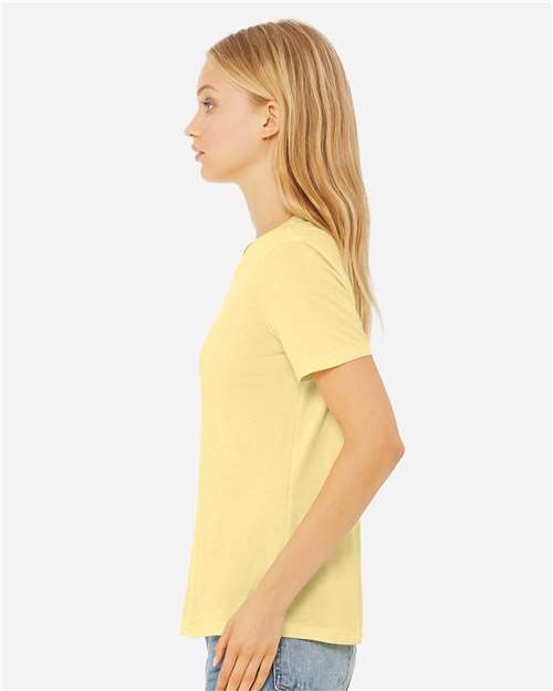 BELLA + CANVAS 6413 Pale Yellow Triblend — on model side