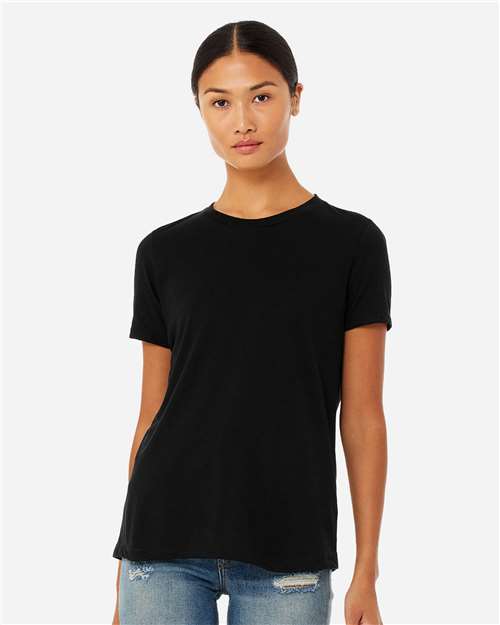 BELLA + CANVAS 6413 Solid Black Triblend — on model front