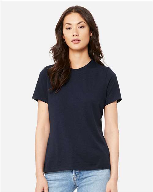 BELLA + CANVAS 6413 Solid Navy Triblend — on model front