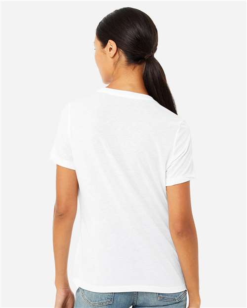 BELLA + CANVAS 6413 Solid White Triblend — on model back