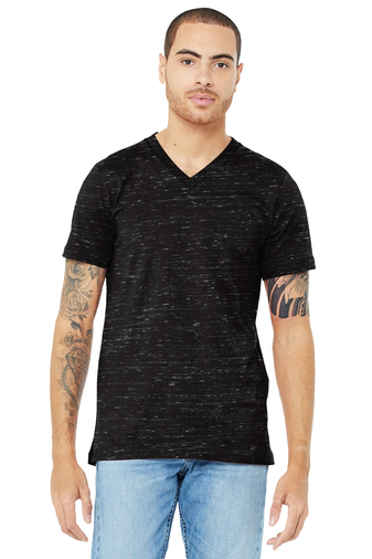 Unisex Jersey Short-Sleeve V-Neck T-Shirt - Charcoal Black Slub