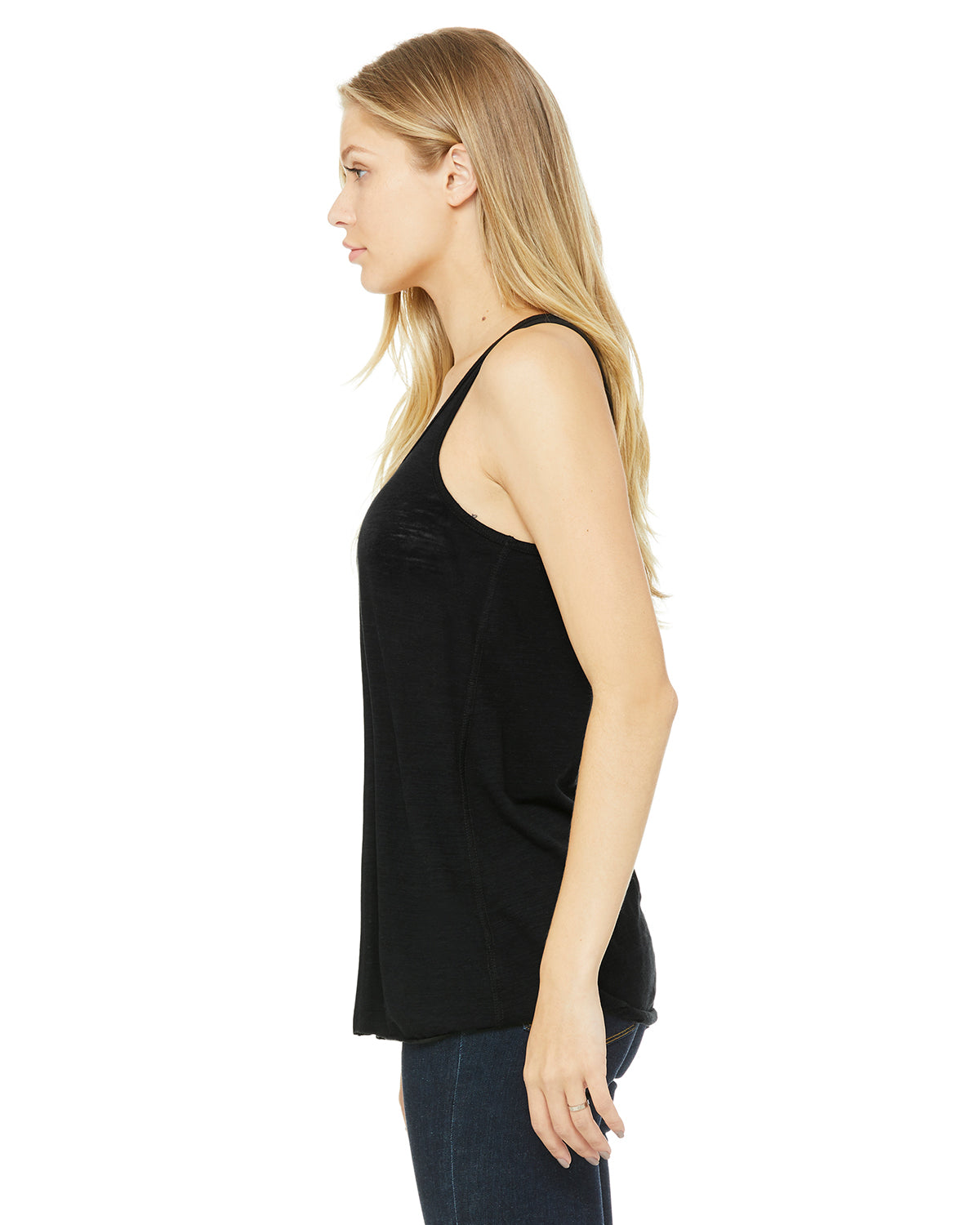 Women's Flowy Racerback Tank - Solid Black Slub