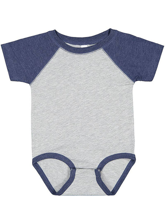 Infant Baseball Bodysuit - Vintage Heather/Vintage True Navy