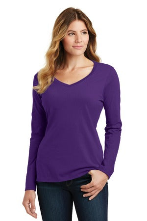 Women's Long Sleeve Fan Favorite V-Neck Tee - Team Purple