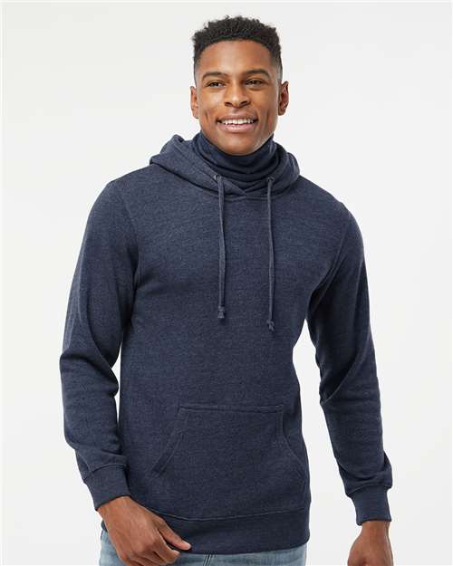 J. America 8879 True Navy Heather — on model front