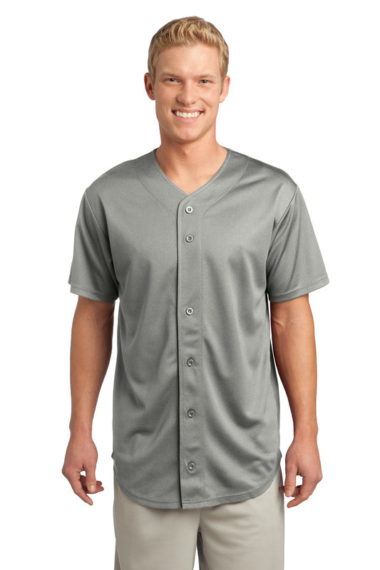 Unisex PosiCharge Tough Mesh Full-Button Jersey - Silver