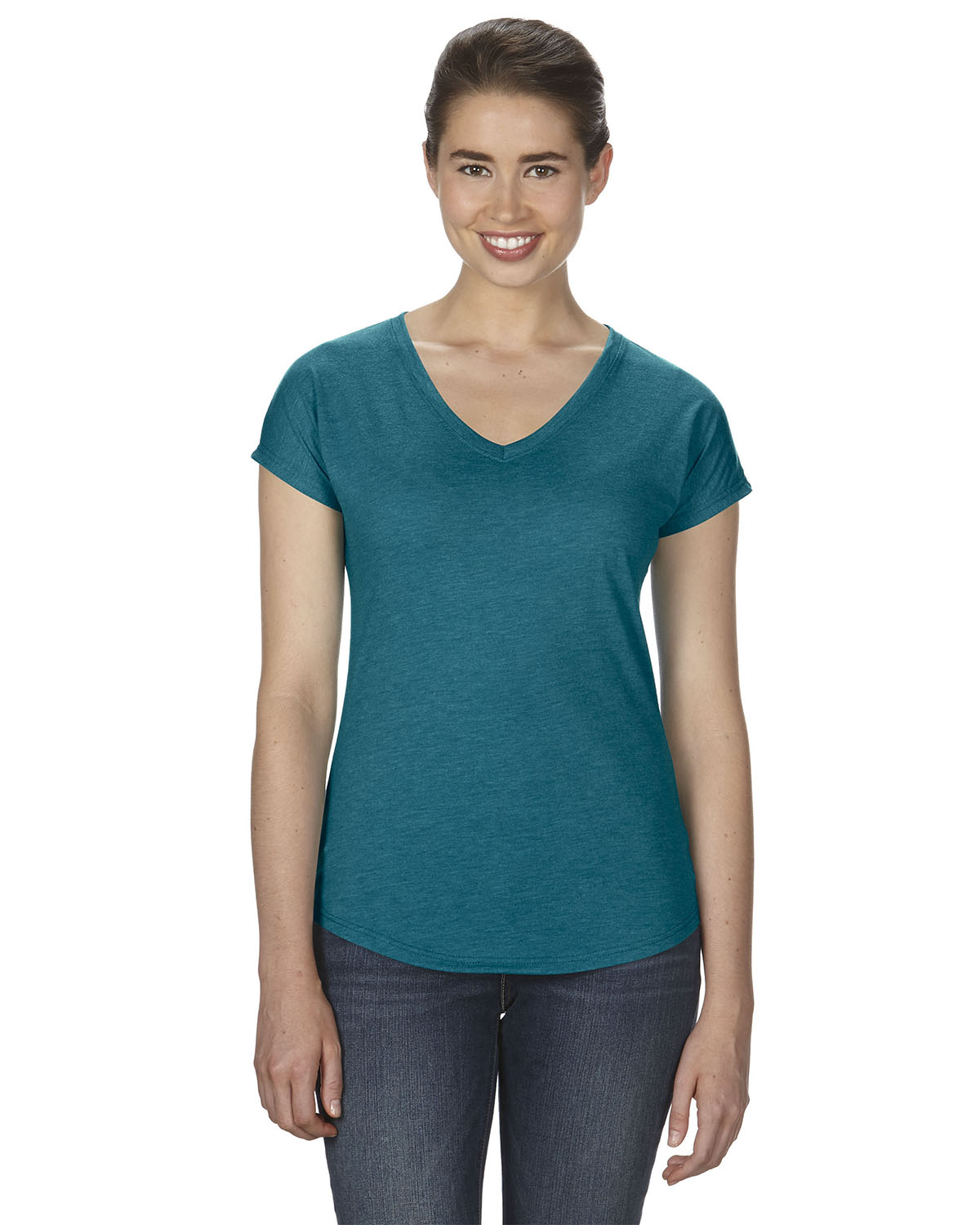 Women's Triblend V-Neck T-Shirt - Heather Galapagos Blue