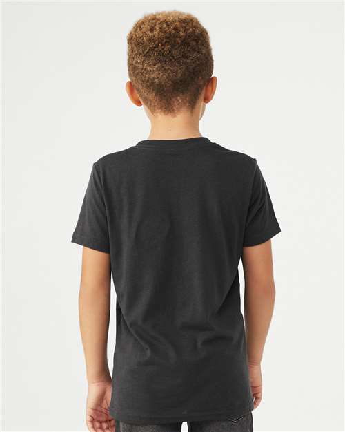 BELLA + CANVAS 3413Y Solid Dark Grey Triblend — on model back
