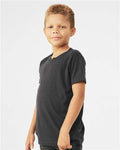 BELLA + CANVAS 3413Y Solid Dark Grey Triblend — on model side