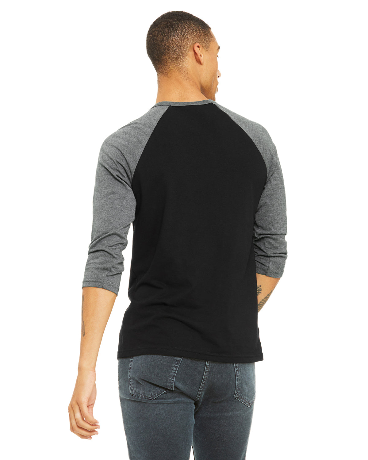 Unisex 3/4-Sleeve Baseball T-Shirt - Black / Heather Deep