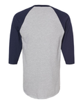 Unisex Fine Jersey Raglan Tee - Heather Gray / Navy