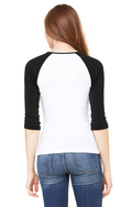 Women's Baby Rib 3/4-Sleeve Contrast Raglan T-Shirt - White / Black