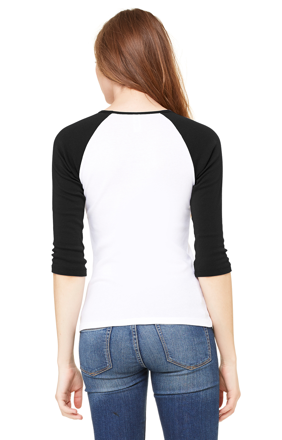 Women's Baby Rib 3/4-Sleeve Contrast Raglan T-Shirt - White / Black