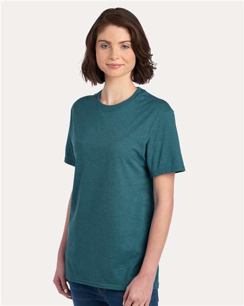 JERZEES 560MR Digital Teal Heather — on model side