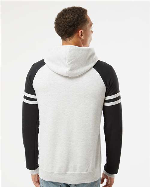 JERZEES 97CR Oatmeal Heather/ Black Ink — on model back