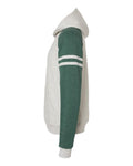 JERZEES 97CR Oatmeal Heather/ Forest Green Heather — direct side