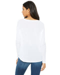 Women's Flowy Long-Sleeve T-Shirt with 2x1 Sleeves - White