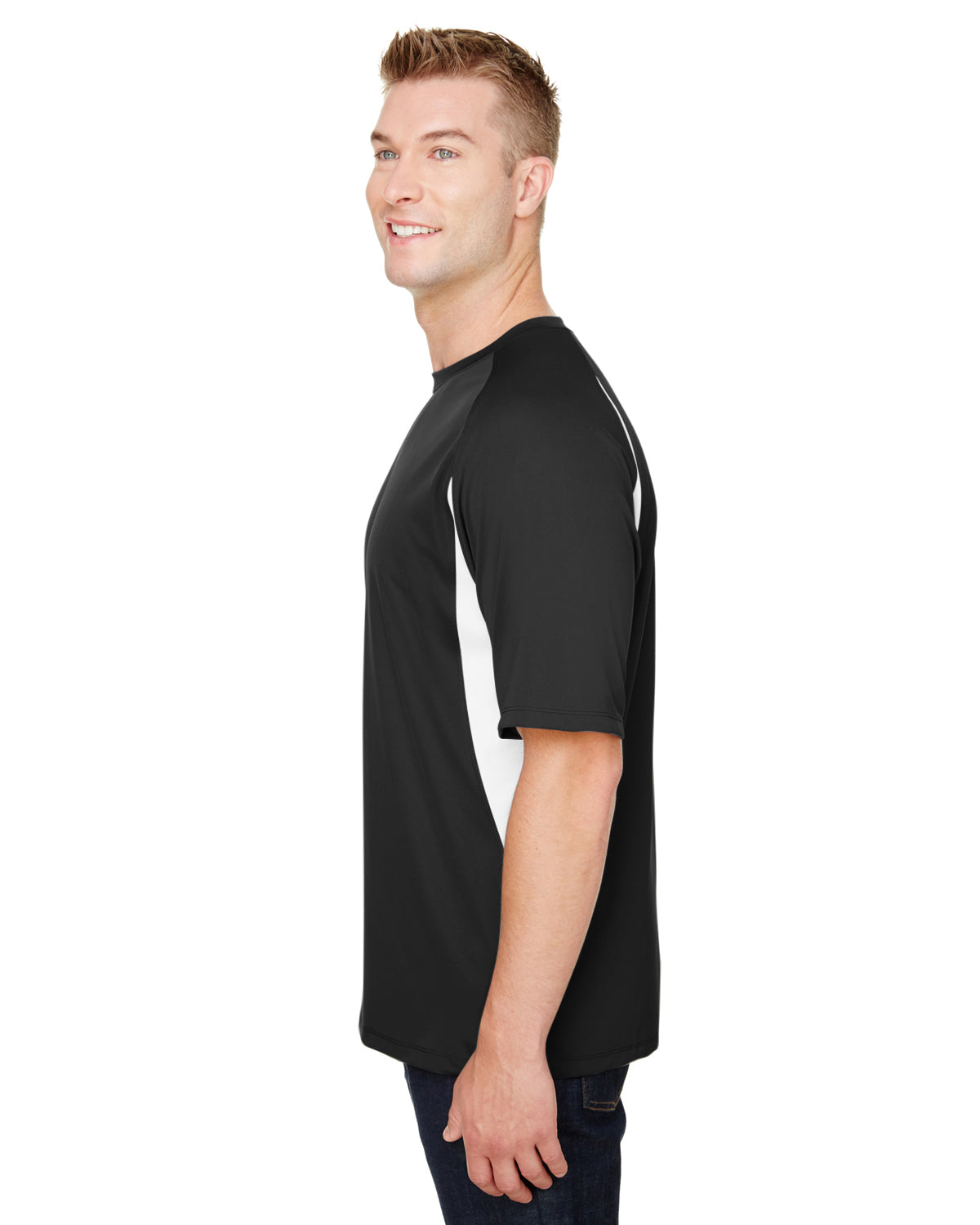Men's Cooling Performance Color Blocked T-Shirt - Black / White