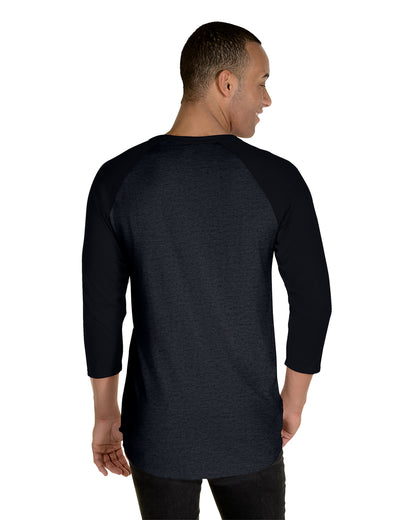 Unisex Premium Blend Raglan Baseball T-Shirt - Blue Ink Heather / Blue In