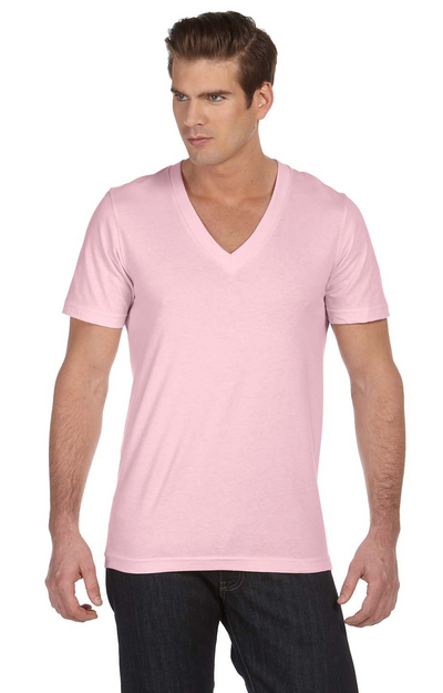 Unisex Deep V-Neck Jersey Tee - Soft Pink