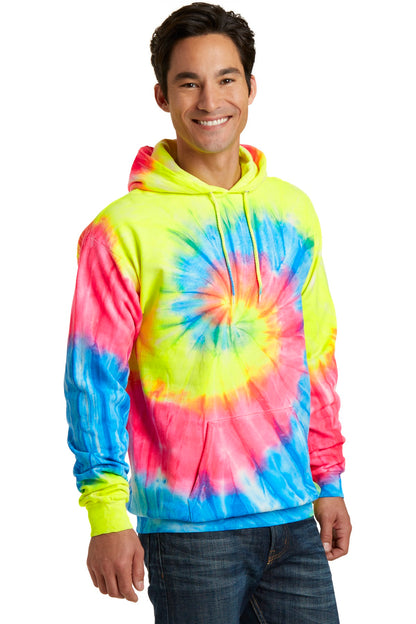 Unisex Tie-Dye Pullover Hoodie - Neon Rainbow