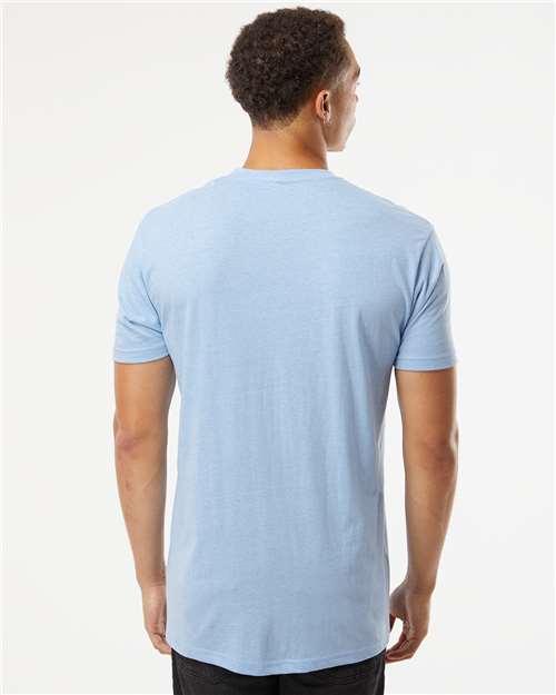Next Level 6210 Heather Columbia Blue — on model back