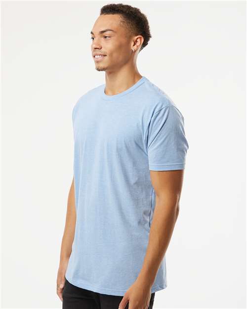 Next Level 6210 Heather Columbia Blue — on model side