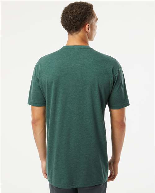 Next Level 6210 Heather Forest Green — on model back