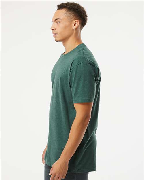 Next Level 6210 Heather Forest Green — on model side