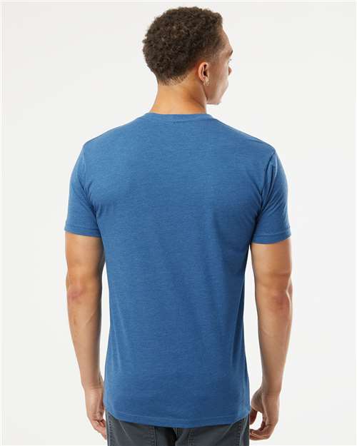 Next Level 6210 Heather Cool Blue — on model back