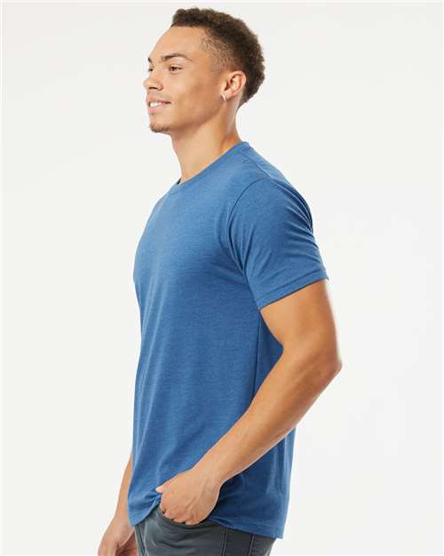 Next Level 6210 Heather Cool Blue — on model side