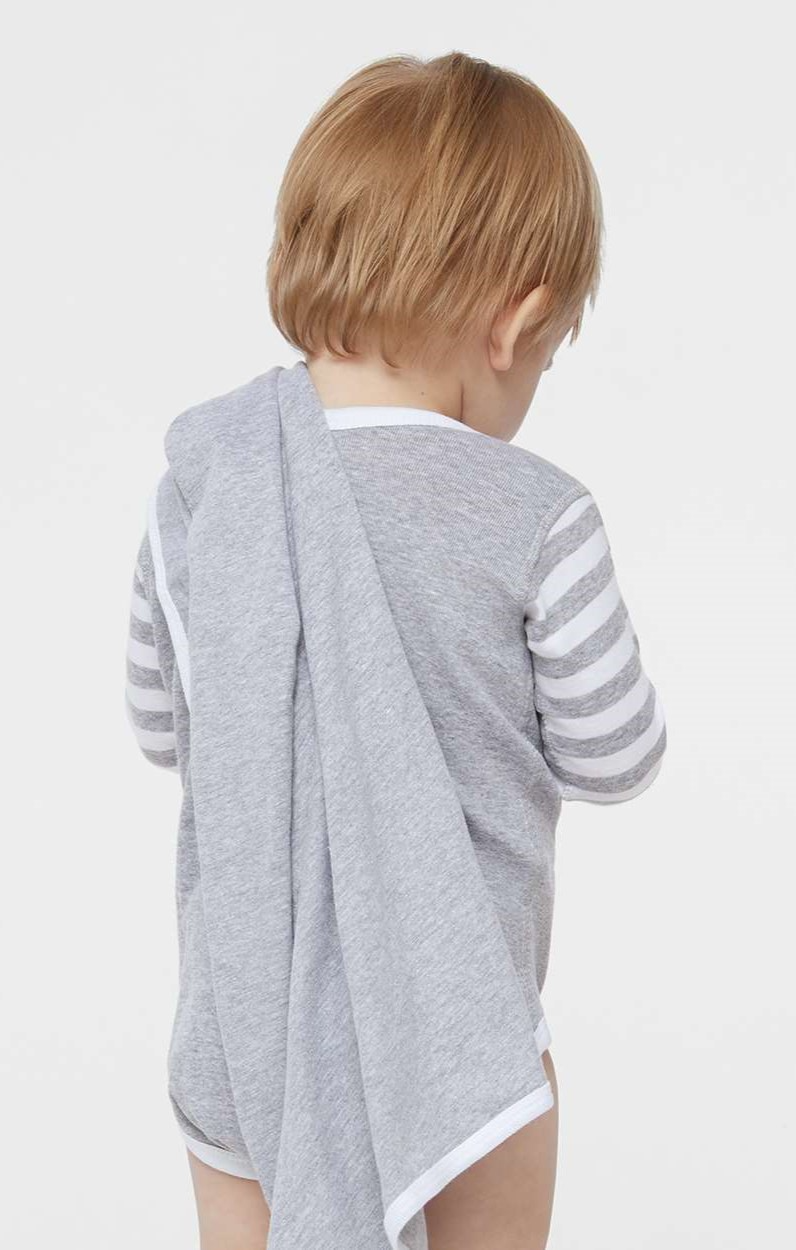 Infant Long-Sleeve Bodysuit - Heather / White / Heather White St