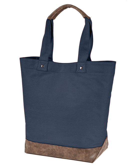 Canvas Resort Tote - Deep Navy / Brown