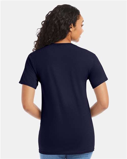 Hanes 5280 Athletic Navy — on model back