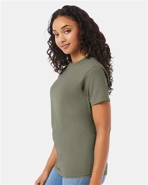 Hanes 5280 Fatigue Green — on model side