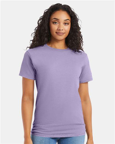 Hanes 5280 Lavender — on model front