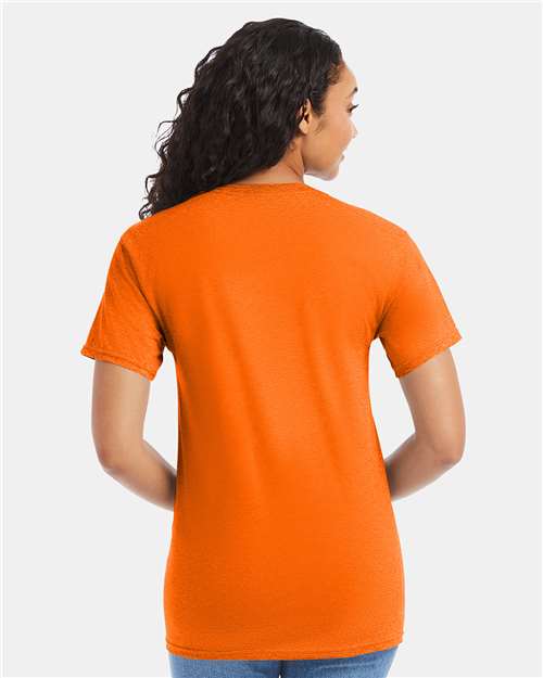 Hanes 5280 Safety Orange — on model back