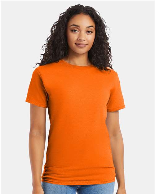 Hanes 5280 Safety Orange — on model front