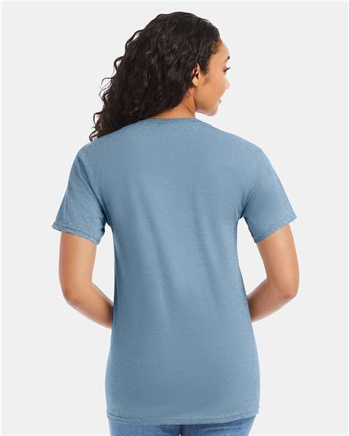 Hanes 5280 Stonewashed Blue — on model back