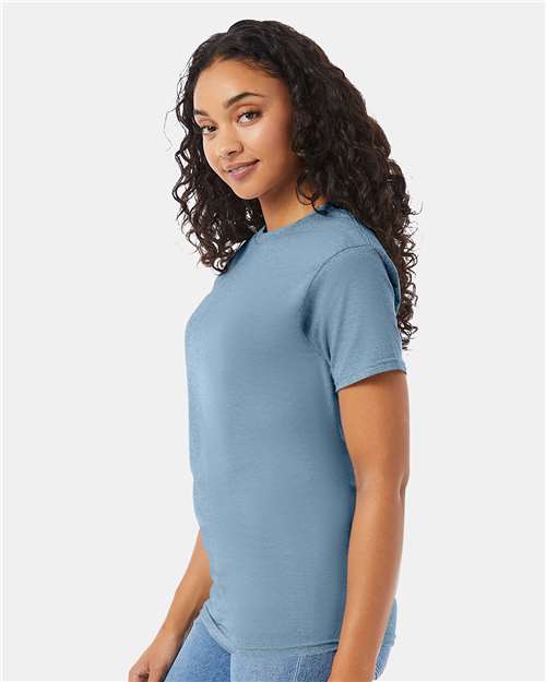 Hanes 5280 Stonewashed Blue — on model side