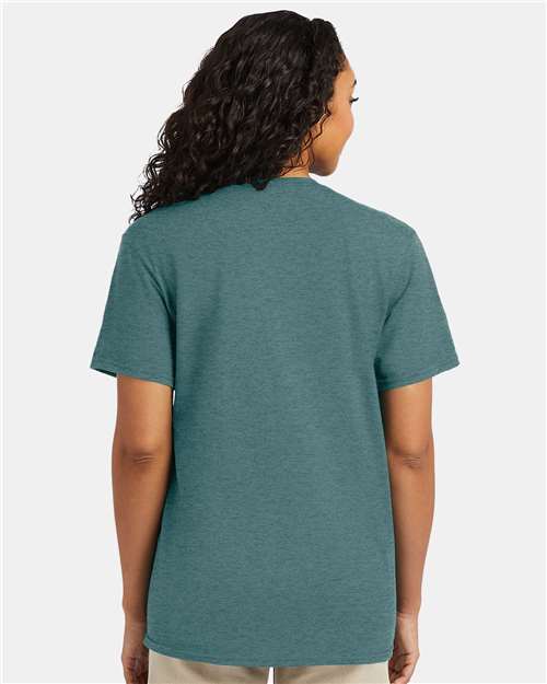 Hanes 4980 Cactus Heather — on model back