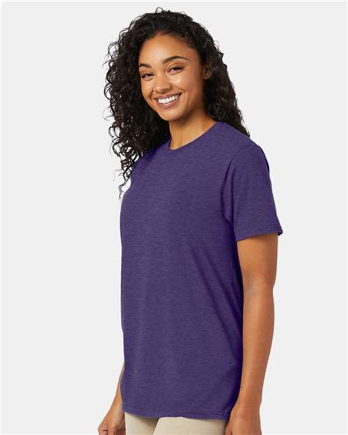 Hanes 4980 Grape Smash Heather — on model side