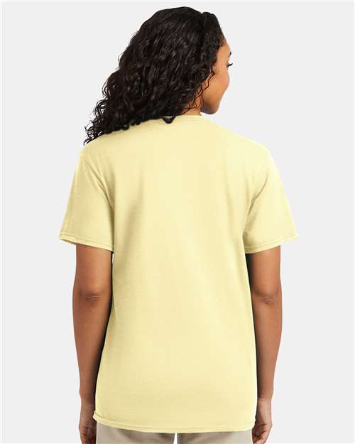 Hanes 4980 Lemon Meringue Heather — on model back