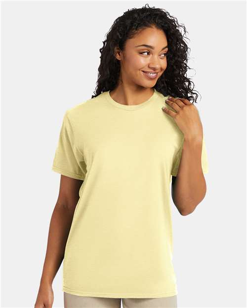 Hanes 4980 Lemon Meringue Heather — on model front